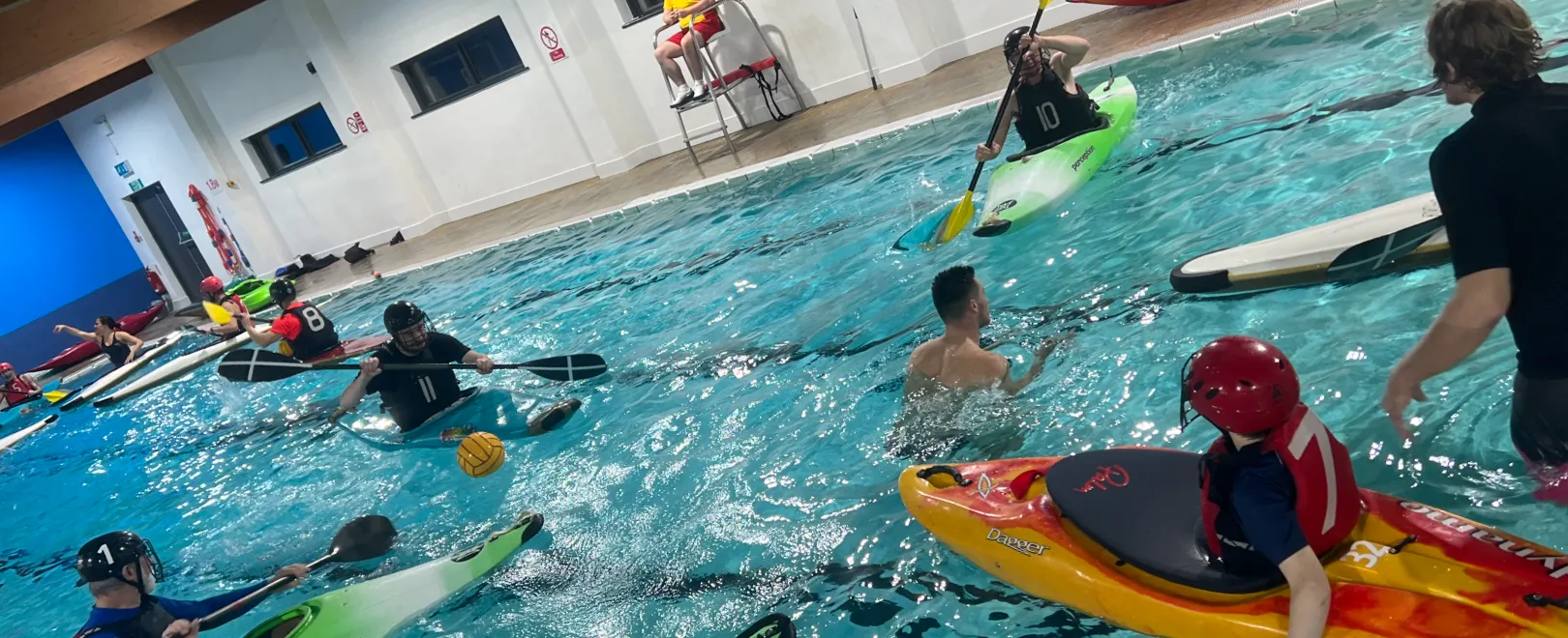Kayakers at a Bude Canoe Club pool session